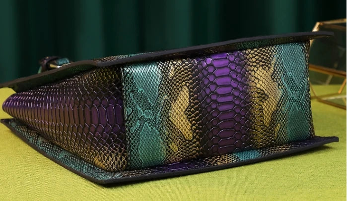 Paneled Serpentine Leather Handbag