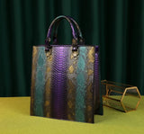 Paneled Serpentine Leather Handbag