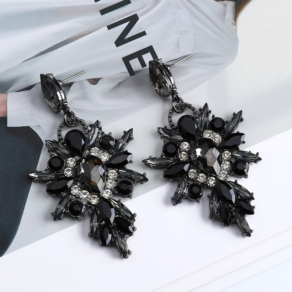 Exaggerated Sparkly Crystal Dangle Drop Earrings