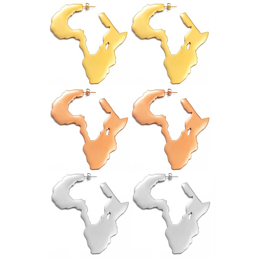 African Map Big Earrings