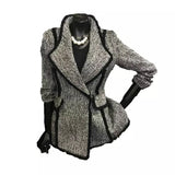 Tweed Flop Collar  Single Button Blazer