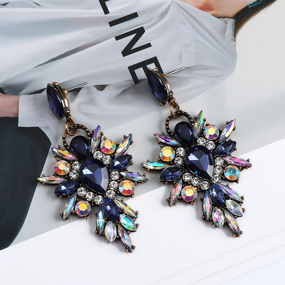 Exaggerated Sparkly Crystal Dangle Drop Earrings