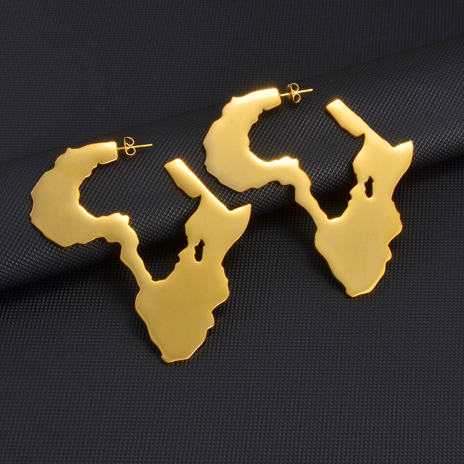 African Map Big Earrings