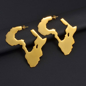 African Map Big Earrings