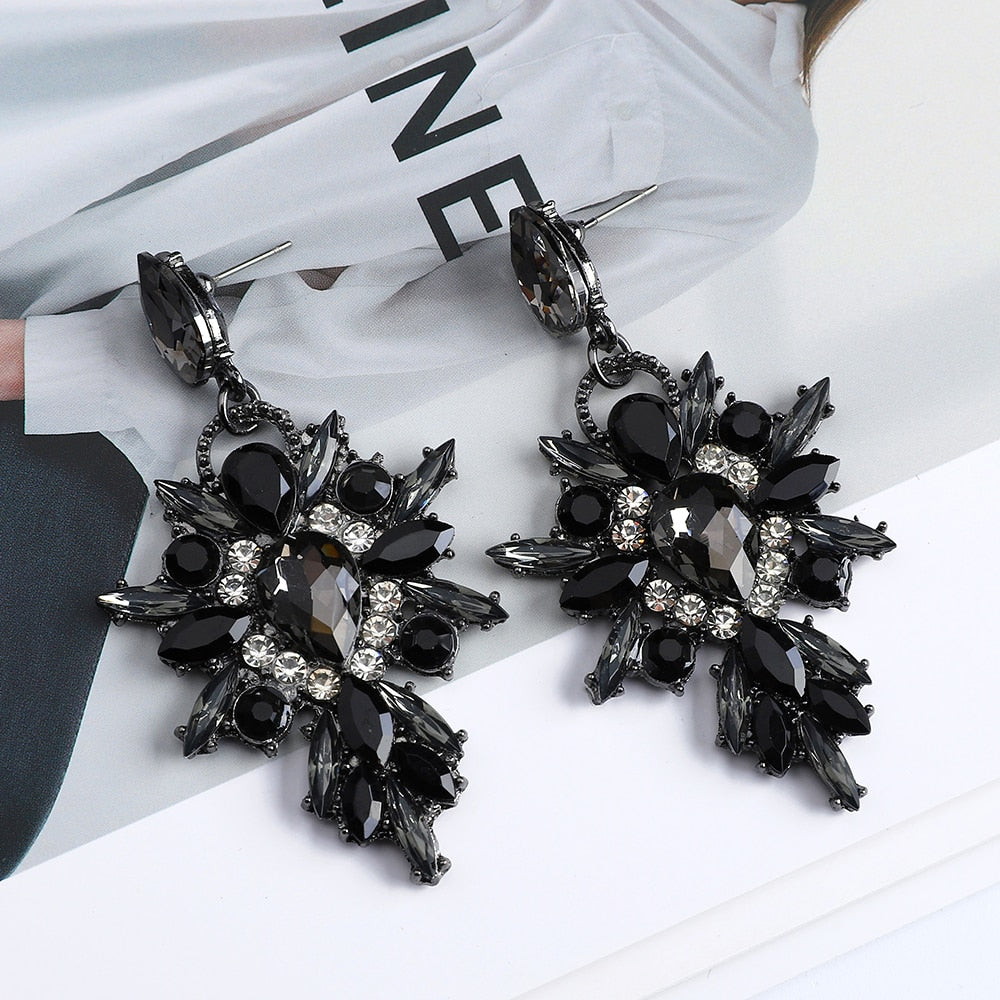 Exaggerated Sparkly Crystal Dangle Drop Earrings