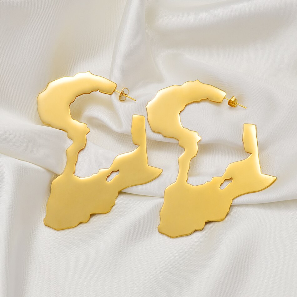 African Map Big Earrings