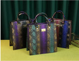 Paneled Serpentine Leather Handbag