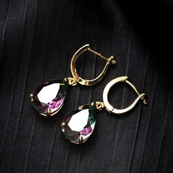 Joelene Rainbow Crystal Stone Dangle Earrings