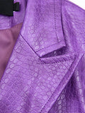 Crocodile Pattern Faux Leather Blazer