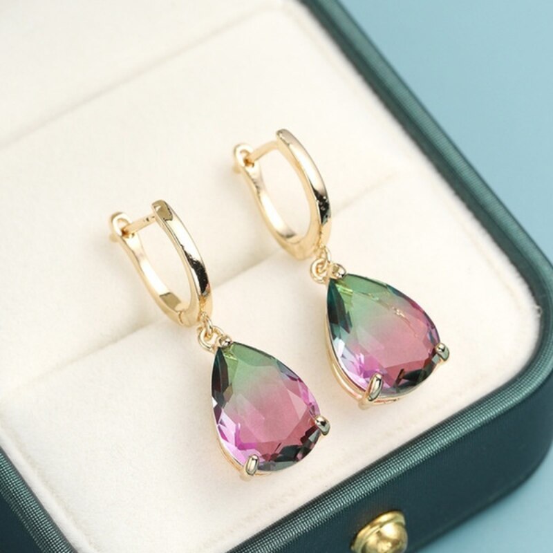 Joelene Rainbow Crystal Stone Dangle Earrings