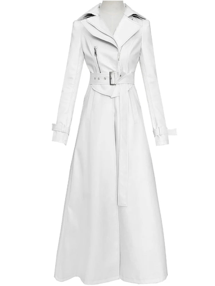 Runway White Leather Trench Coat