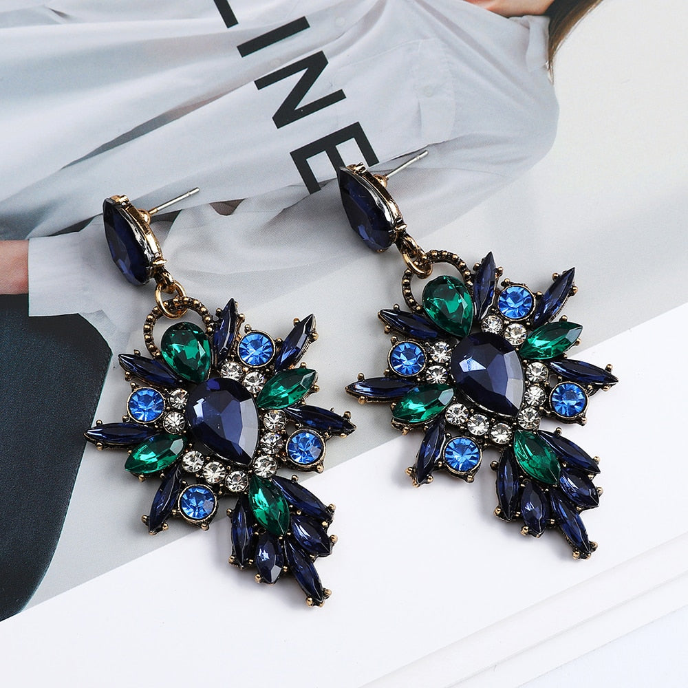 Exaggerated Sparkly Crystal Dangle Drop Earrings