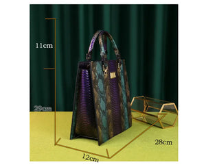 Paneled Serpentine Leather Handbag