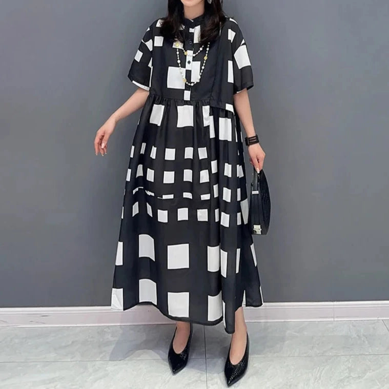 Zoye Blocks Geometric Print Shirt Dress