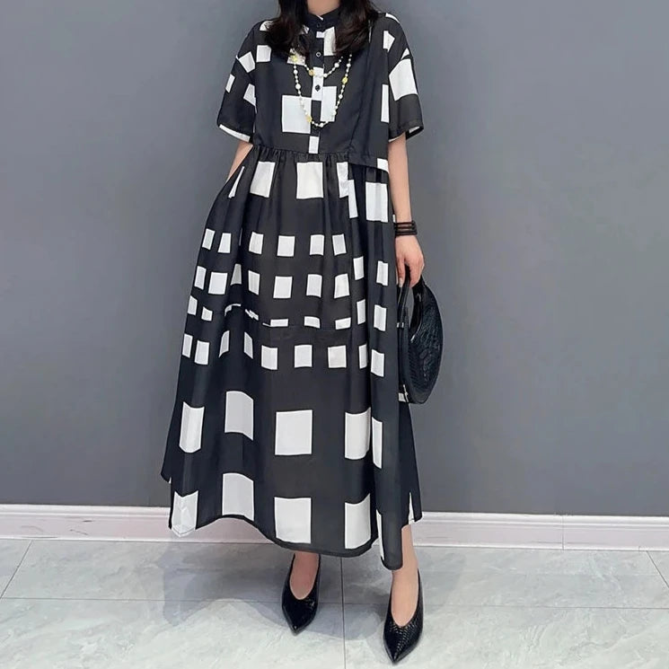 Zoye Blocks Geometric Print Shirt Dress