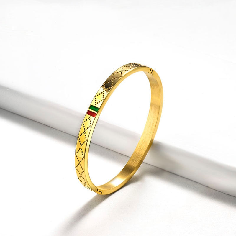 Relief Grid Stainless Steel Bangles
