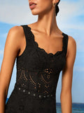 Ginevra Hollow Out Crochet Midi Dress