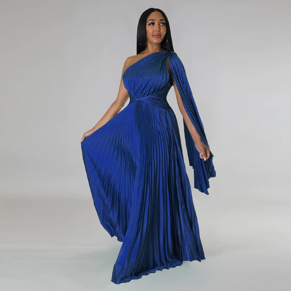 Analia One Shoulder Cloak Sleeve Dress