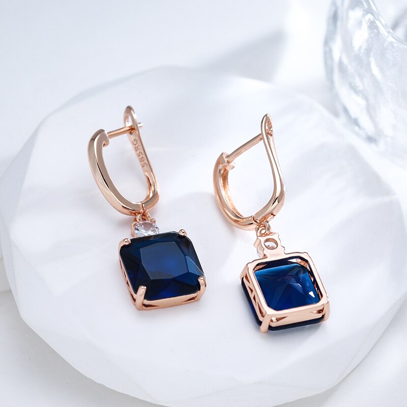 Keisha Square Colored Drop Stone Earrings