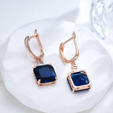 Keisha Square Colored Drop Stone Earrings