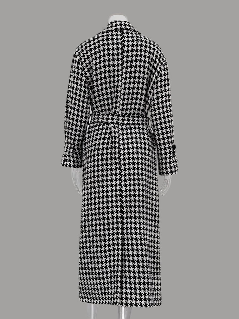 Gingham Lapel Trench Jacket