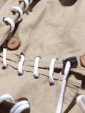 Bandage Drawstring Khaki Trench Coat