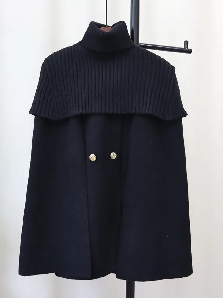 Women Shawl Double-sided Woolen Coat