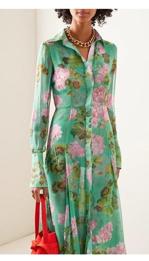 Bella Single Breasted Floral Elegant Party Dress