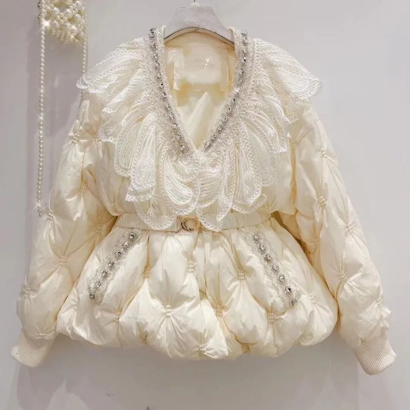 Rhinestone Lace Patchwork Coats
