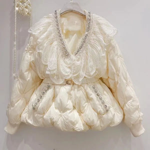 Rhinestone Lace Patchwork Coats