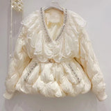 Rhinestone Lace Patchwork Coats