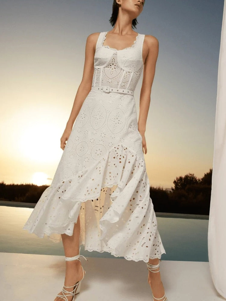 Ginevra Hollow Out Crochet Midi Dress
