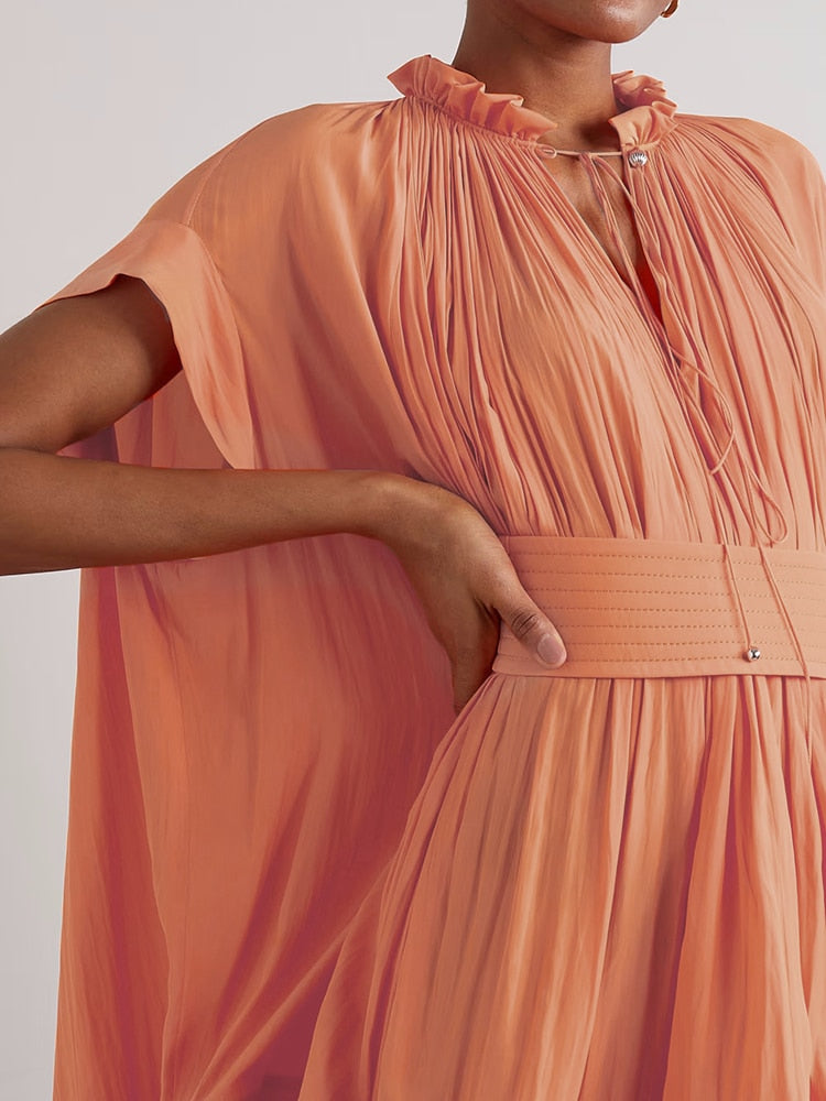 Thea Round Neck High Waist Spliced Dress