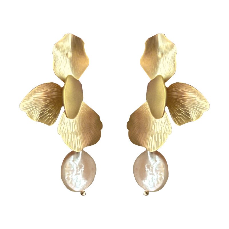 Océane Gold Petal Drop Earrings