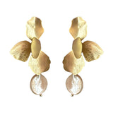 Océane Gold Petal Drop Earrings