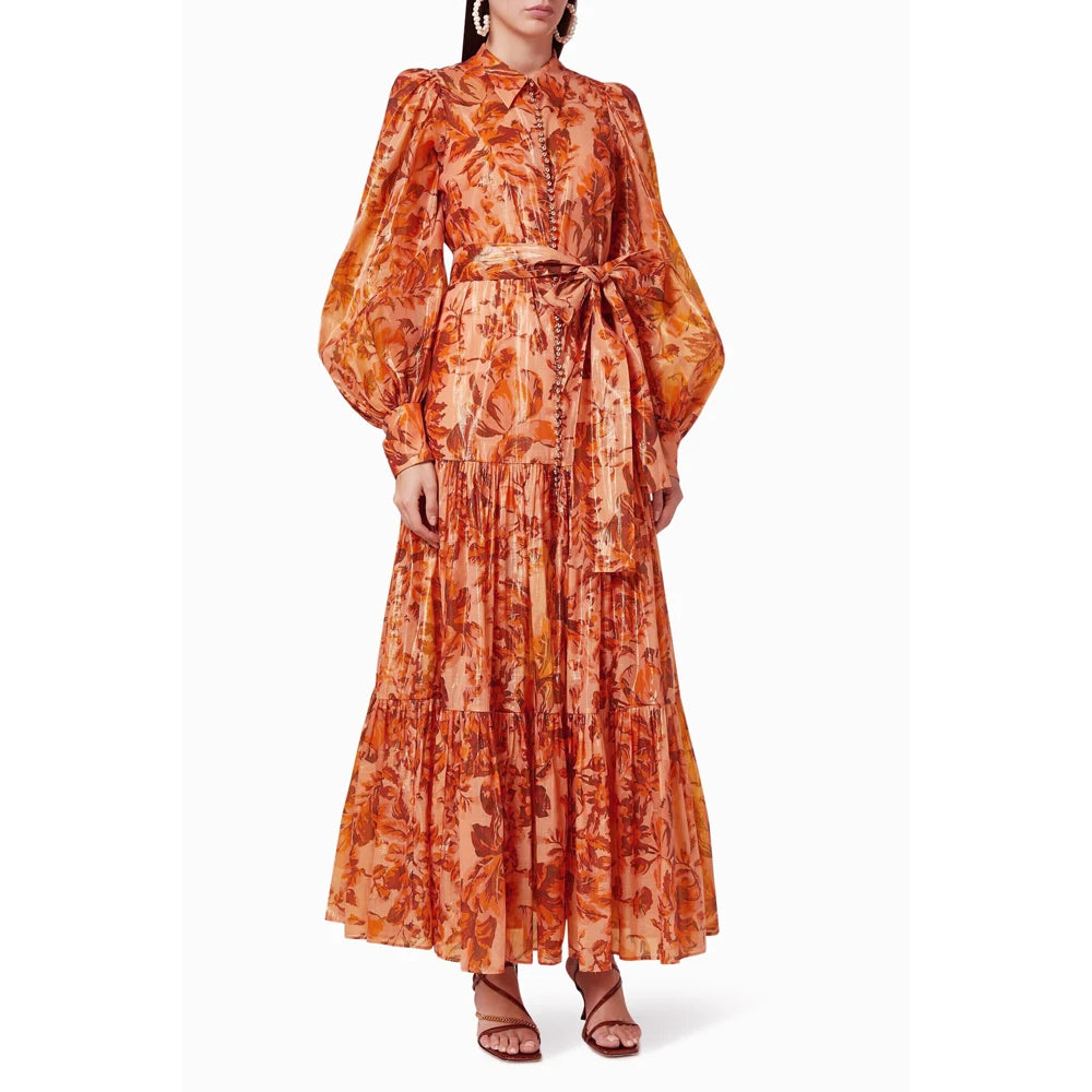 Raffaella Single Breasted Lantern Sleeve Dress