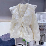 Rhinestone Lace Patchwork Coats