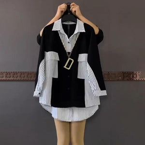 Andrea Striped Patchwork Shirt