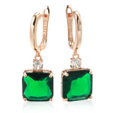 Keisha Square Colored Drop Stone Earrings