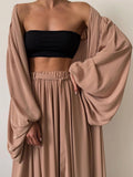 Amanda Puff Sleeve Jacket  Wide Leg Trousers 3pcs Set