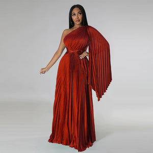 Analia One Shoulder Cloak Sleeve Dress