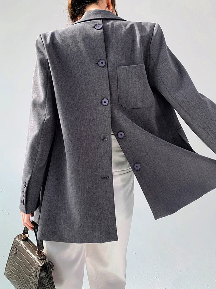 Designer Back Button Single Breasted Blazer