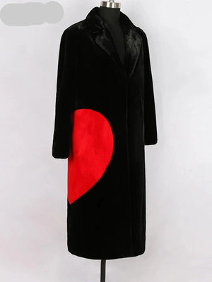 Winter Black Long Warm Fluffy Faux Fur Coat