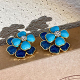 Agnesia Double Layer Flower Rhinestone Earrings