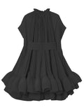 Thea Round Neck High Waist Spliced Dress