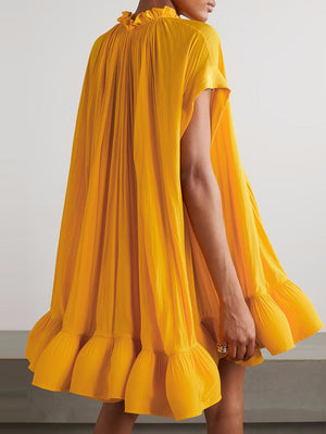 Thea Round Neck High Waist Spliced Dress