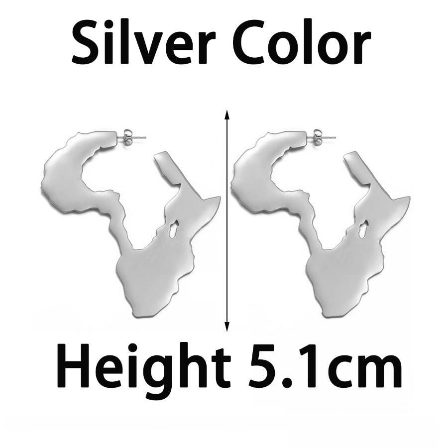 African Map Big Earrings