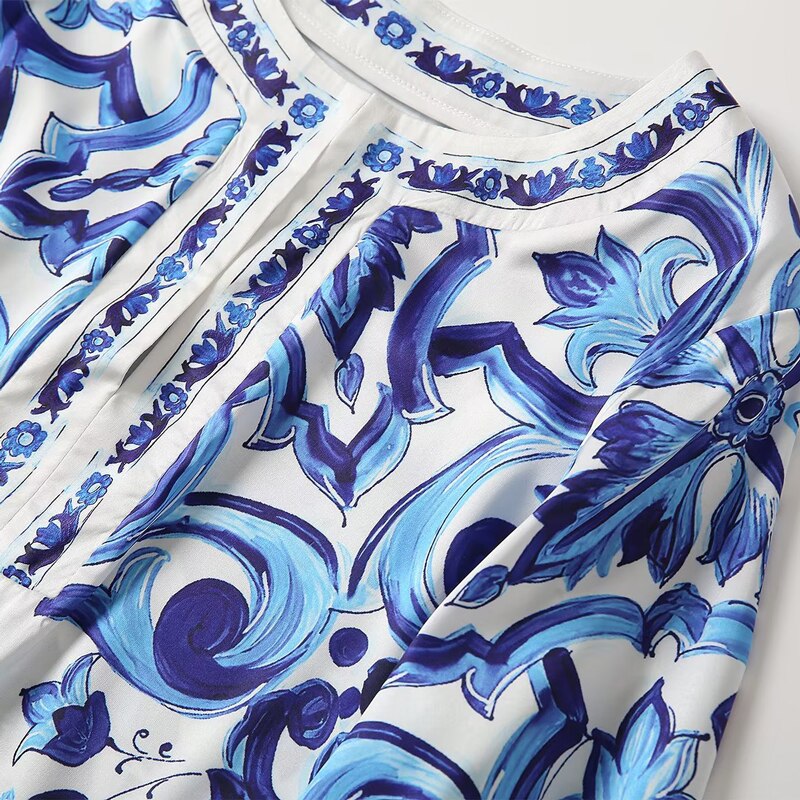 Teresa Porcelain Print Beach Cover Ups