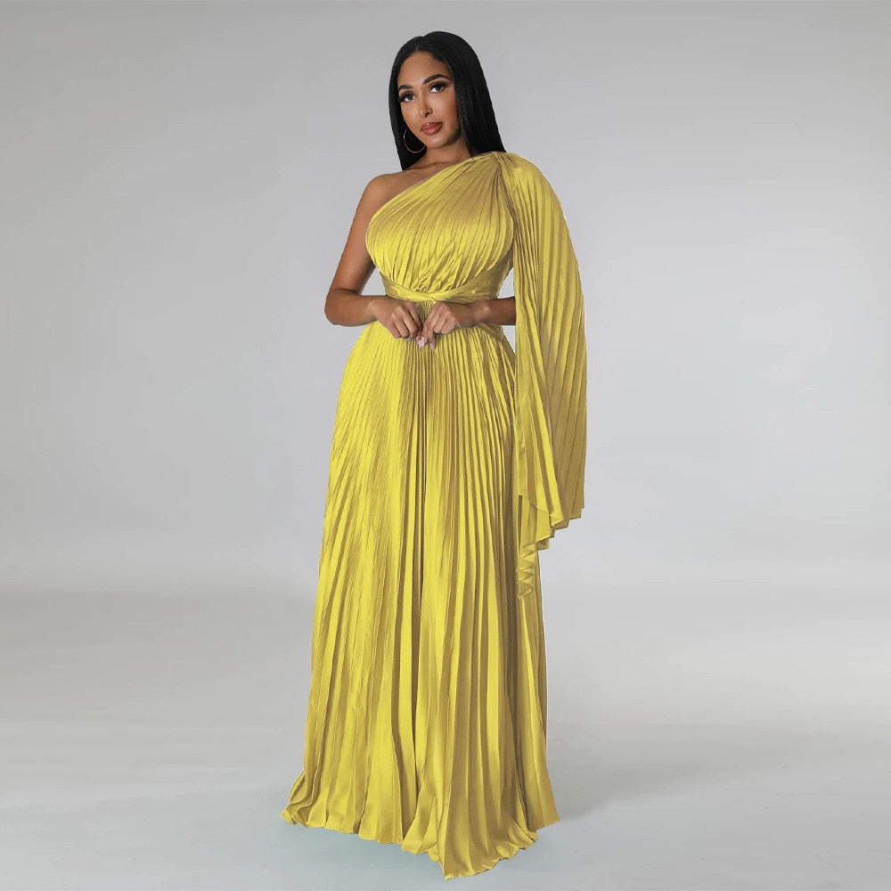 Analia One Shoulder Cloak Sleeve Dress