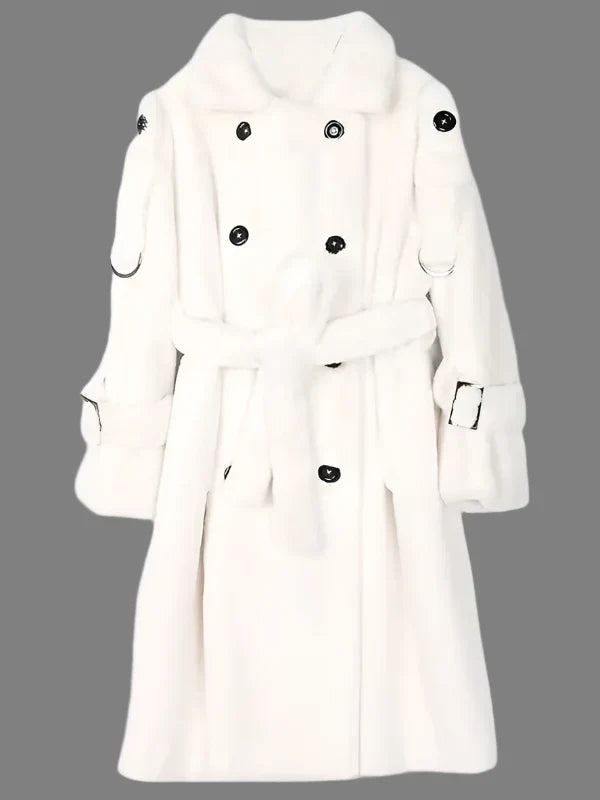 Long Warm Thick Soft Fluffy Faux Fur Trench Coat